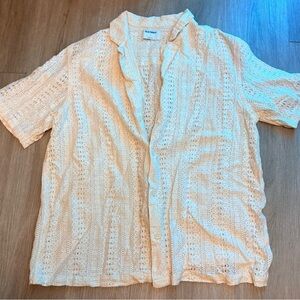 Cream Short Sleeve Button-Up Shirt